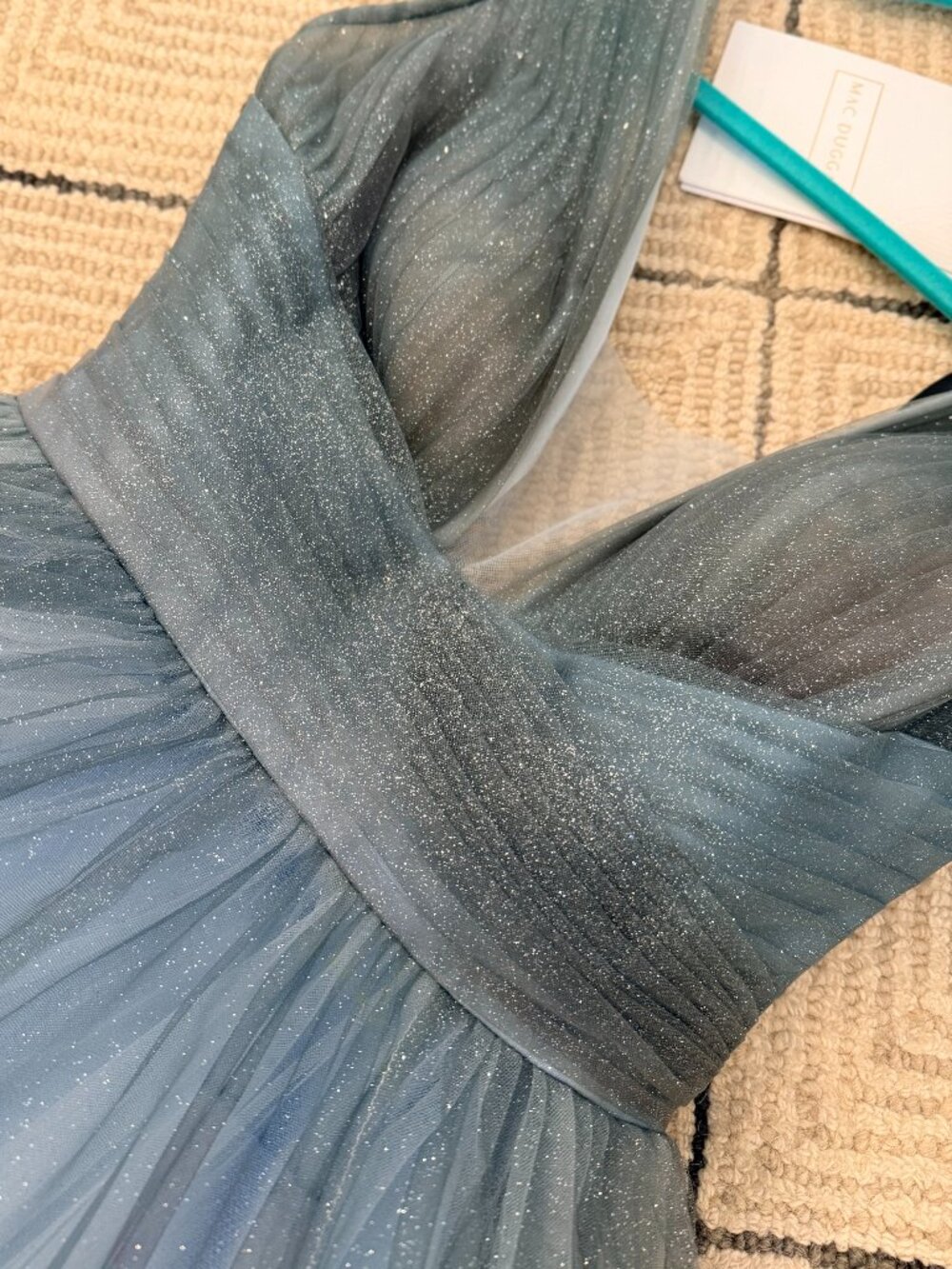 Mac Duggal NWT Jade Blue Ombre Glitter Tulle Dress Style #20380 Size 0 - Picture 6 of 15